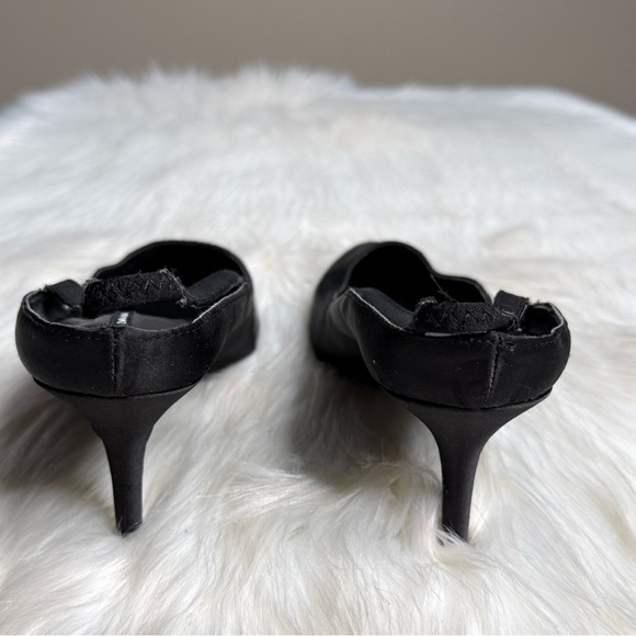 Zara Black Satin Slingback Heels - Picture 5 of 7